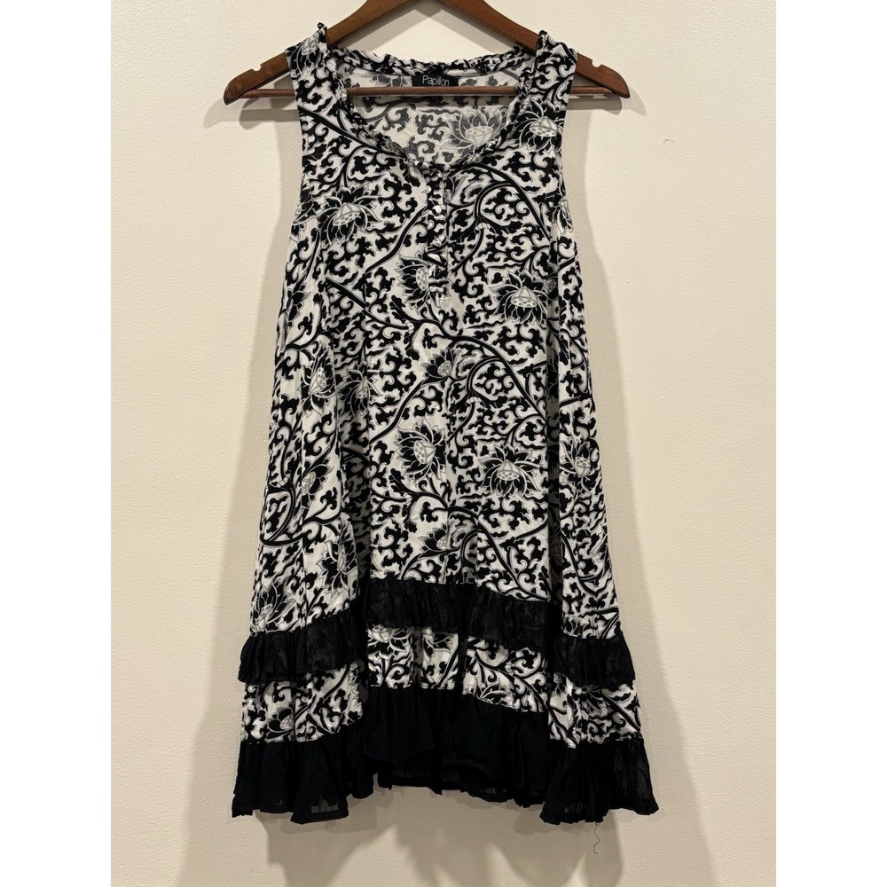 Papillon Blanc Black and White Floral Dress Size XS